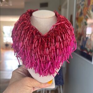 ZARA fuchsia ombré beaded collar Necklace
